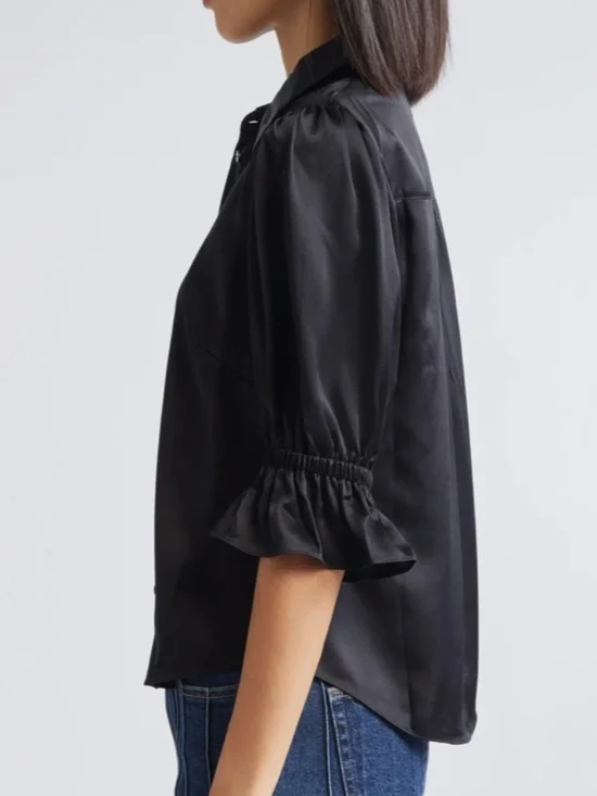 Cinq a Sept Smoke Blue Fiona silk shirt, M, CB2605 - Picture 2 of 7